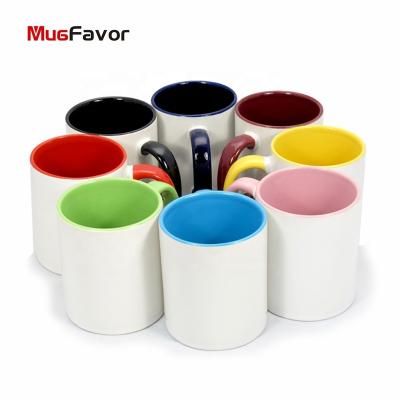 China Viable Sublimation 11oz Two Tone Color Mug Inner Ceramic Coffee Mug Dishwasher Safe MugFavor and Rim Color Mug MC11EH for sale