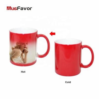 China Mugfavor Viable Custom Sublimation Color Changing MBS11-R Magic Red Magic Coffee Mug Mug Heat Sensitive Wholesale Personalized 11 Ounce for sale