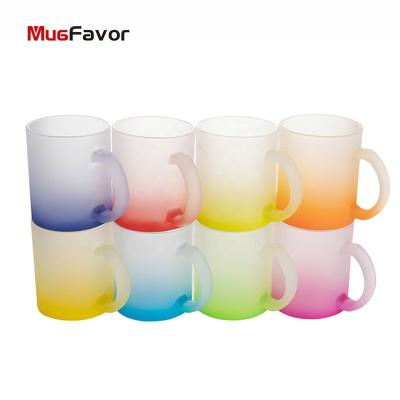 China Viable Fashionable Customized Glass Drinkware MG11GC Sublimation Coffee Mug MugFavor 11 Ounce Color Sublimation Glass Gradient Glass for sale