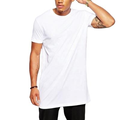 China Wholesales Breathable Plus Size Men's T-shirt Cotton Long Knitted Hip Hop Long Length T-shirts Slim Fit Casual Sports Stretches Male Pullover for sale