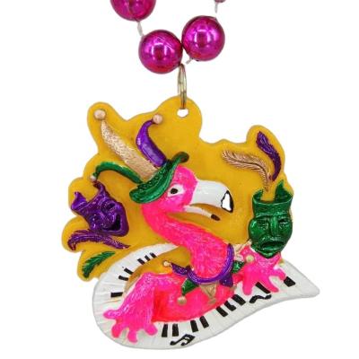 China Holiday decoration & Gift Party Supplies Mardi Gras Throw Beads Necklace Flamingo Medallion Pending Carnival Party Party for sale