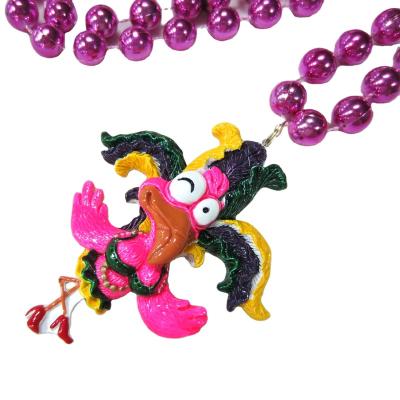 China Holiday decoration & Carnival Party Festive Mardi Gras Bead Chain Flamingo Pendant Gift Necklace for sale