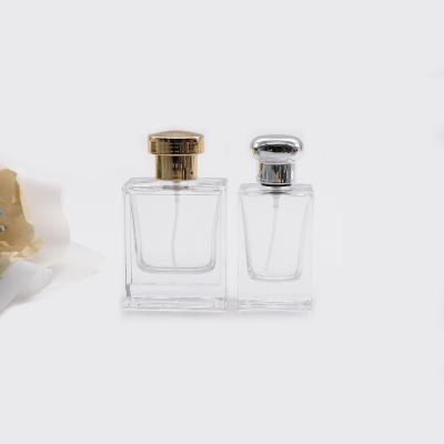 China Good Quality Clear Square 30ml 50ml Cosmetic Perfume Bottle Square Shape With Crimper 15mm Mouth for sale