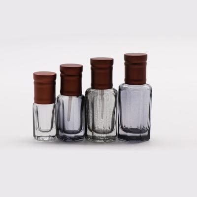 China Cosmetic Black Octagonal Essence Perfume Glass Roller Bottles For Essential Oils for sale