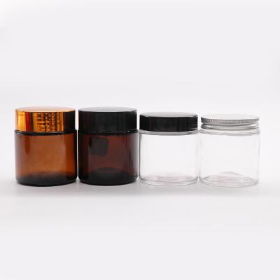 China 100g Cylinder Cosmetic Amber Skincare Glass Jars And Bottles for sale