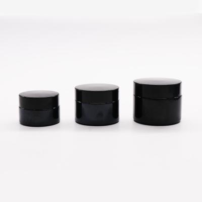 China Wholesale Empty Cosmetic 20g 30g 50g Eye Cream Straight Shoulder Cylinder Black Glass Jar for sale