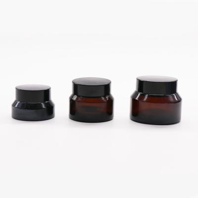 China Factory price cosmetic oblique shoulder amber glass cream jar 15g 30g 50g for sale