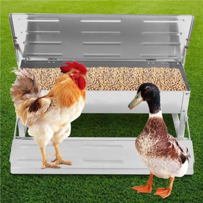 China Farms Galvanized Steel Automatic Lid Chicken Feeder Tray 5kg Galvanized Steel Chicken Feeder for sale