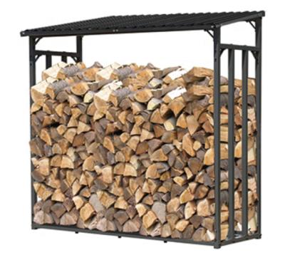 China Log Storage BSCI Audited Factory Metal Log Store Log Rack Indoor Basket Burner Log Storage Firewood W Cover With Size 185x70x185cm for sale