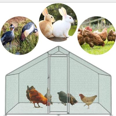 China Sustainable Outdoor Chicken Cage House Roof Poultry Cage 10x13.3x6.66ft Galvanized Steel Frame With Waterproof PE Cover for sale