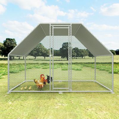 China Breathable DIY Metal Chicken Cage / Chicken Run Walk-in Cage With Waterproof Cover 2x3x2m for sale