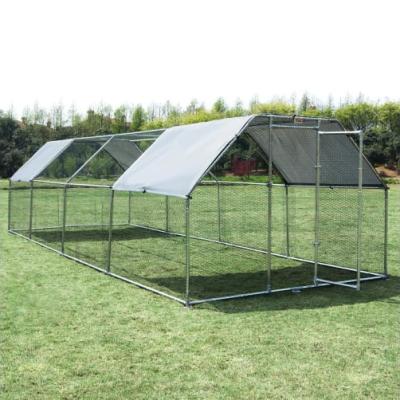 China 3M X 8M SUSTAINABLE WALK IN RACE FOR POULTRY DOG RABBIT WITHOUT GAP FREE METAL DOOR FABRIC ROOF COVER for sale