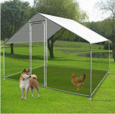 China Outdoor Metal Chicken Cage Backyard Hen House Cage Sustainable Large Run With Cover 3x2x2M for sale