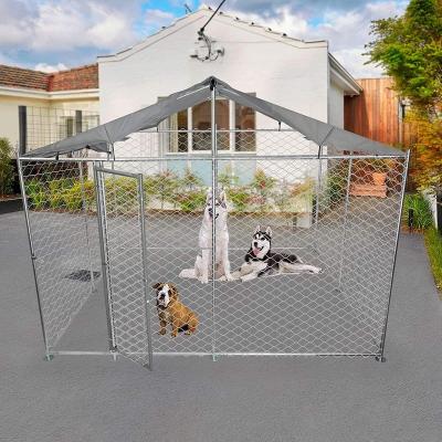 China Viable BSCI Audited Factory Hot Selling Durable Dog Kennel With Steel Net Cage Outdoor Cage With Cover for sale