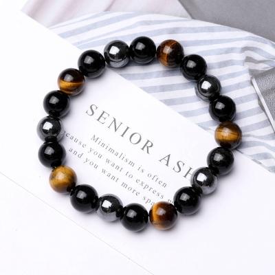 China Other 10MM Natural Black Obsidian Hematite Tiger Eye Beads Bracelets Men for Magnetic Health Protection Women Jewelry Pulsera Hombre for sale