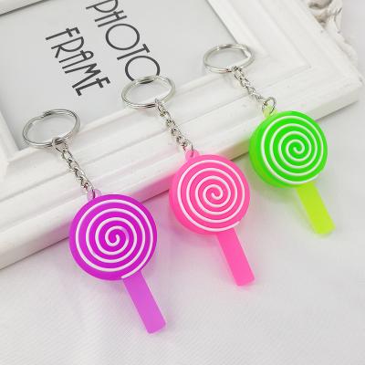 China New soft PVC alloy PVC candy lollipop keychain dangle ladies bag car key ornaments factory direct sales for sale