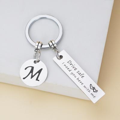 China Classic Euro American Key Chain Man Drive Safe I Need You With Me Key Chain Stainless Pendant Llaveros Letter Key Rings Bags Lovers for sale