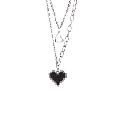 China TRENDY Valentine's Day Gift Fashion Love Couple Pendant Patterns Steel Color Does Not Lose Color Stainless Steel Necklace for sale