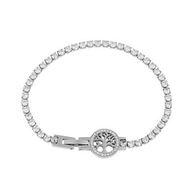 China Hypoallergenic lifestyle new design zirconia tree inlaid unique zirconia jewelry stainless steel jewelry ladies bracelet for sale