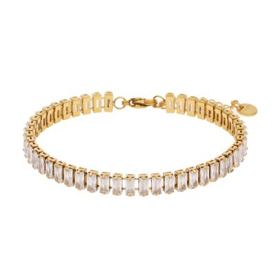 China New Arrival Box Style Zirconia Chain Stainless Steel Gold Plated Three-Dimensional Bracelet High Hypoallergenic Jewelry Jewelry for sale