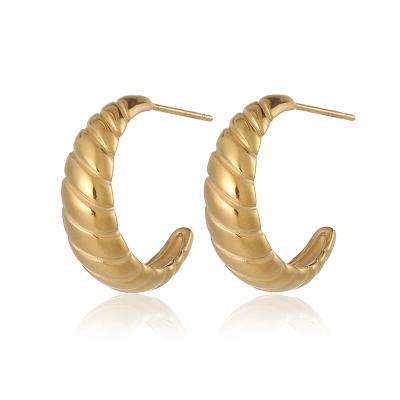 China Wholesale Customized FASHIONABLE Vintage Classic Gold Plated Short Thick Ram Horn Shaped Stainless Steel Stud Earrings for sale