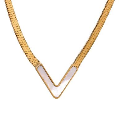 China Fashion Fashion Jewelry Gold Plated Stainless Steel Clavice Chain Necklaces V Shaped Pendant Necklace For Women for sale