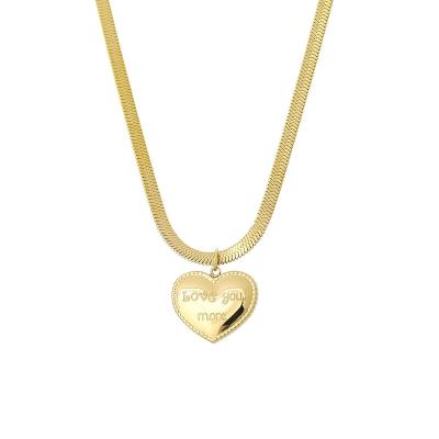 China Comfort Fit Hot Stainless Steel Snake Bone Chain Love Pendant 18k Gold Plated Custom Name Necklace Personalized Gifts for sale