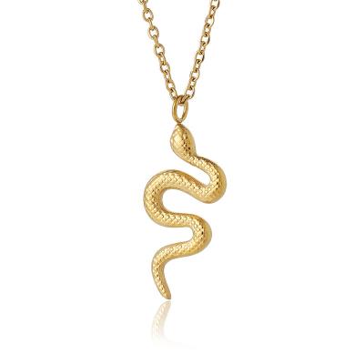 China Long Color Keeping Stainless Steel Geometric Durable And Indelible Jewelry Classic Snake Shape 18K Gold Plated Necklace for sale