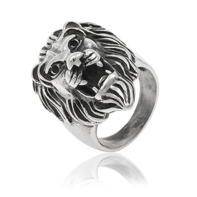 China Retro newcomer design of punk snake feather-shaped fashion lion ring stainless steel does not lose color for sale