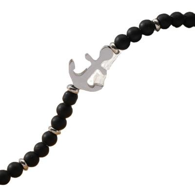 China FASHIONABLE Classic Black Natural Stone Beaded Bracelet Set Stretch Men Pave Zircon Ball Charms Bracelets Jewelry for sale