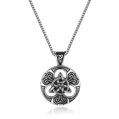 China New Stainless Steel Punk Necklace Round Vintage Punk Design Celtic Knot Pendant For Men And Women for sale