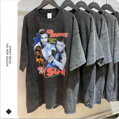 China Anti-wrinkle new 2022 summer boxing memorial made old men's T-shirt European and American retro fashion brand wash water for sale