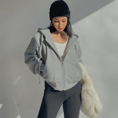 China 2022 spring fall breathable fashion sleeve long hoodies cropped hoodies and fleece jacket top cool women for sale