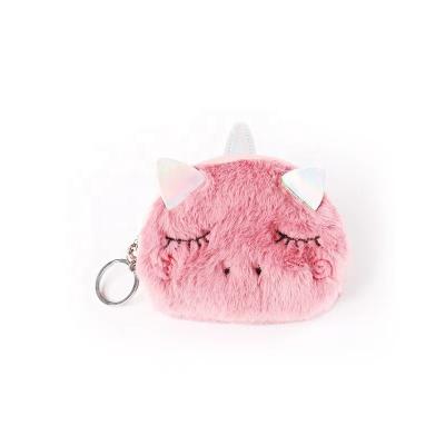 China New Cute Plush Unicorn Mini Wallet Lady Creative Colorful Plush Zero Purse for sale