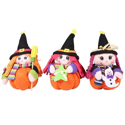 China Halloween party decoration Halloween table decoration the new figure plush doll ornaments pumpkin witch doll ghost day party stage layout for sale