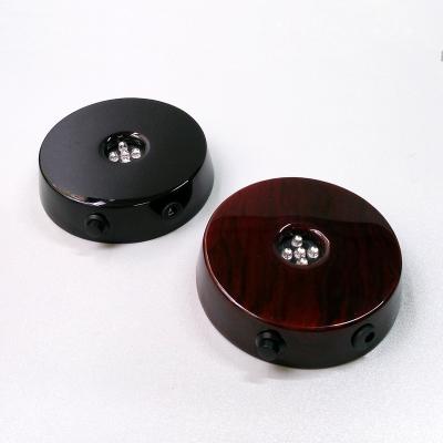 China Wholesale Newcomer! ! ! Round Lacquer Finish Black Cherry 3D Crystal Led Light Base for sale