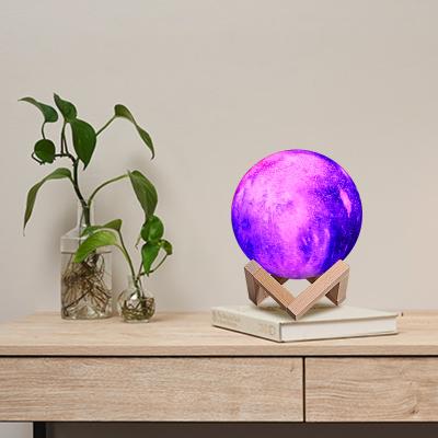 China Modern 3D Printed Colorful Moon Starry Lamp Sky Creative Gift USB Charging Led Night Lamp Bedside Lamp for sale