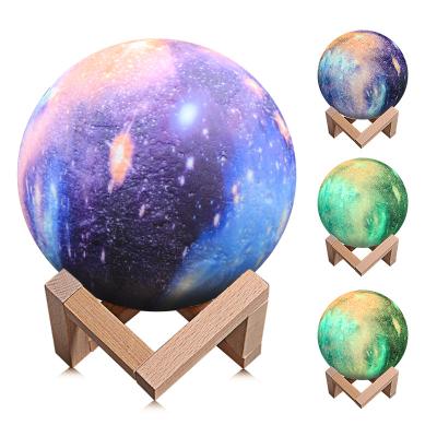 China Wholesales 7 Inch Decorative 3D Pink Printed Moon Lamp, Touch and 3-Tap Color Changing Lunar Night Lamp for sale