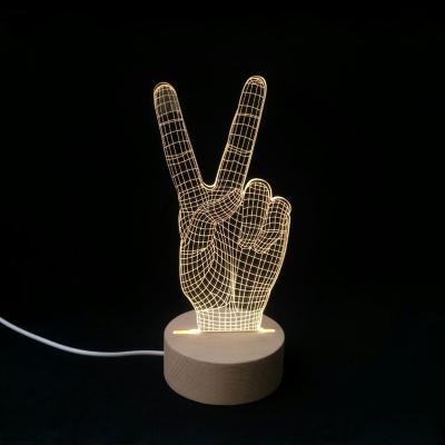 China BOSHI Eco-friendly Wooden Desk Night Light Base 3D V-sign Led Lamp Base For 3D Illusion Night Light for sale