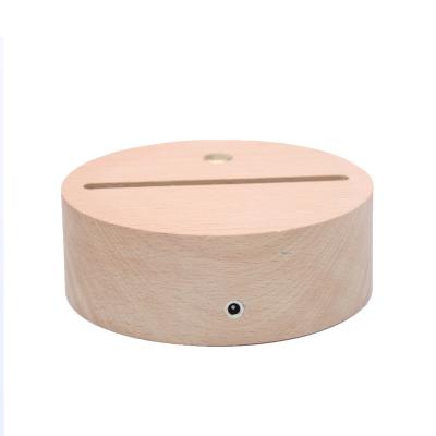 China Colored Lighting Eco - Friendly 3D Lamp Multi Base With Touch Switch Wood Illusion 3D Night Light for sale