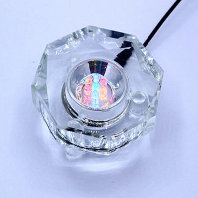 China Mini Crystal Clear Octagonal Crystal 7cm Table Base Led Light Bottle Glorifier Holder for sale