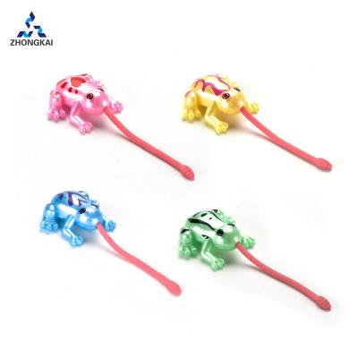 China ABS TPR EVA Long Tab Sticky Frog Toys Funny Crawl Wall Toy April Fools Day Prank Toys For Kids for sale