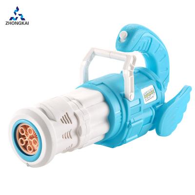 China Newest Plastic Bubble Gun Toys Angel Five Hole Automatic Sound and Light Electric Bubble Gun for sale