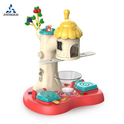 China Plastic DIY Kids Ice Cream Maker Machine Toys Tree House Ice Cream Color Sludge Set for sale