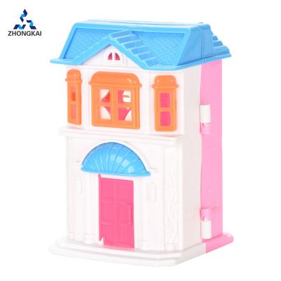 China Newest Children Play Plastic Indoor House Toys Small Villa With Male And Female Dolls for sale