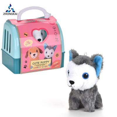 China Plush Girls Favorite Stuffed & Plush Toy Animal Lovely Plush Simulation Gray Dog Pet Box for sale