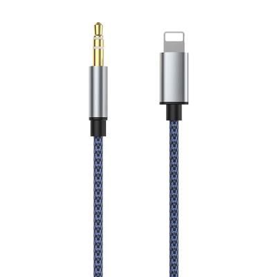 China OEM car + audio cable for lightning to 3.5mm frosted aluminum alloy material and braided wire audio cables for sale