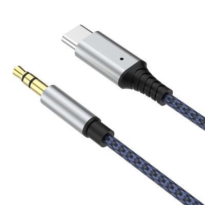 China Work indicator frosted aluminum alloy material and braided wire type-c to 3.5mm audio cable with lamp for sale