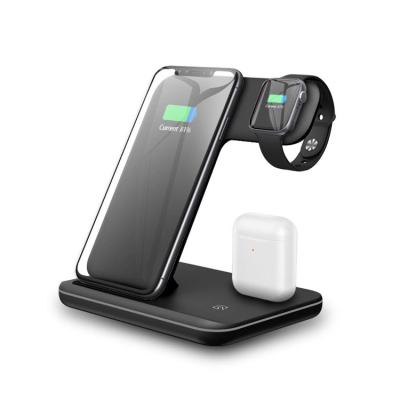 China Mobile Phone 3 in 1 Wireless Charging Station for Air Pods 15W Qi Fast Wireless Charger Dock for Qi-Enable Devices for sale