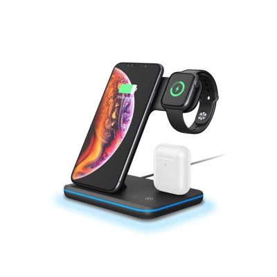 China Mobile Phone 3 in 1 Charging Stand for Apple Watch Series 4/3/2/1, AirPods and iPhone Wireless Charger for iPhone Xs/X Max/XR/X /8/8More for sale